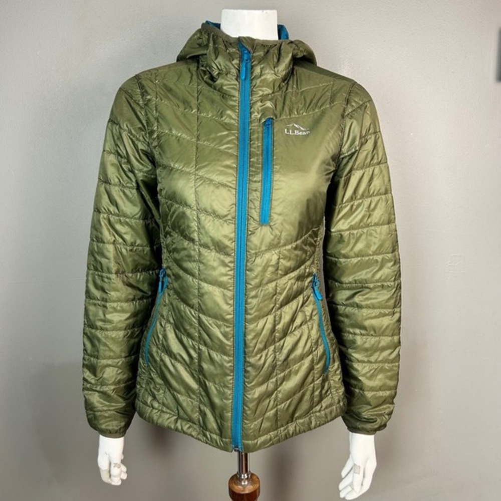 L.L. Bean Jacket women's XXS Primaloft‎ Packaway Quilted Olive Green